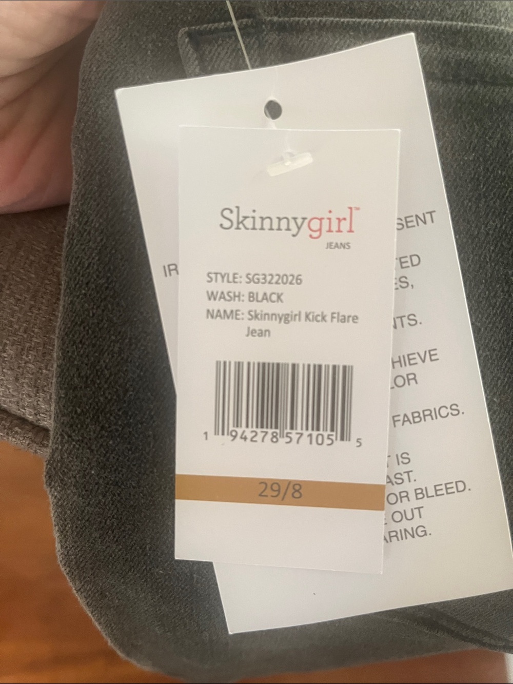 Skinnygirl Black Kick Flare Jeans with Tag